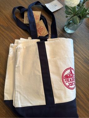 Bundle of 3 Trader Joe’s Canvas Tote Bag in Natural and Navy